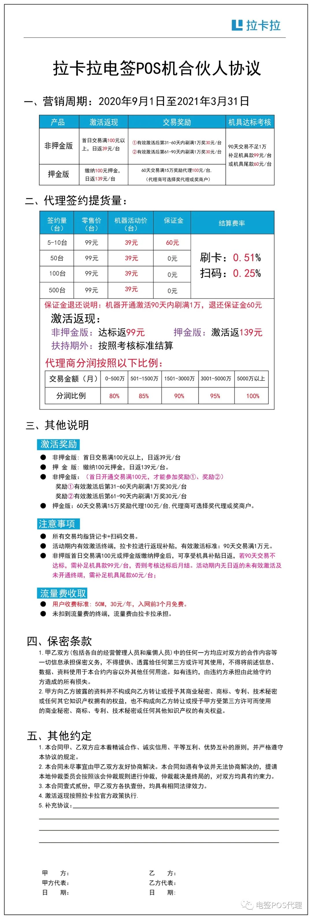 拉卡拉电签POS机全国招代理合伙人(图3)