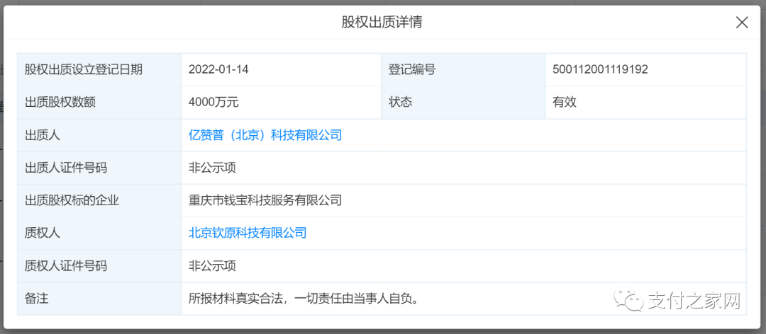 对公银行可以办理刷卡机_钱宝支付超65%股权被质押