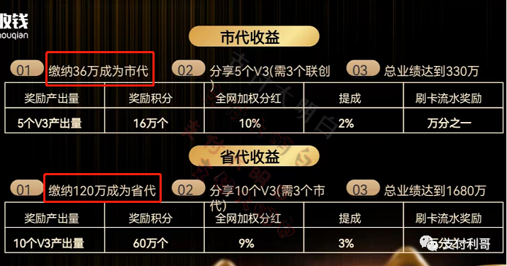 POS机提现390，到账76，代理商提现被收300元/月的保险费，省代120万，市代36万